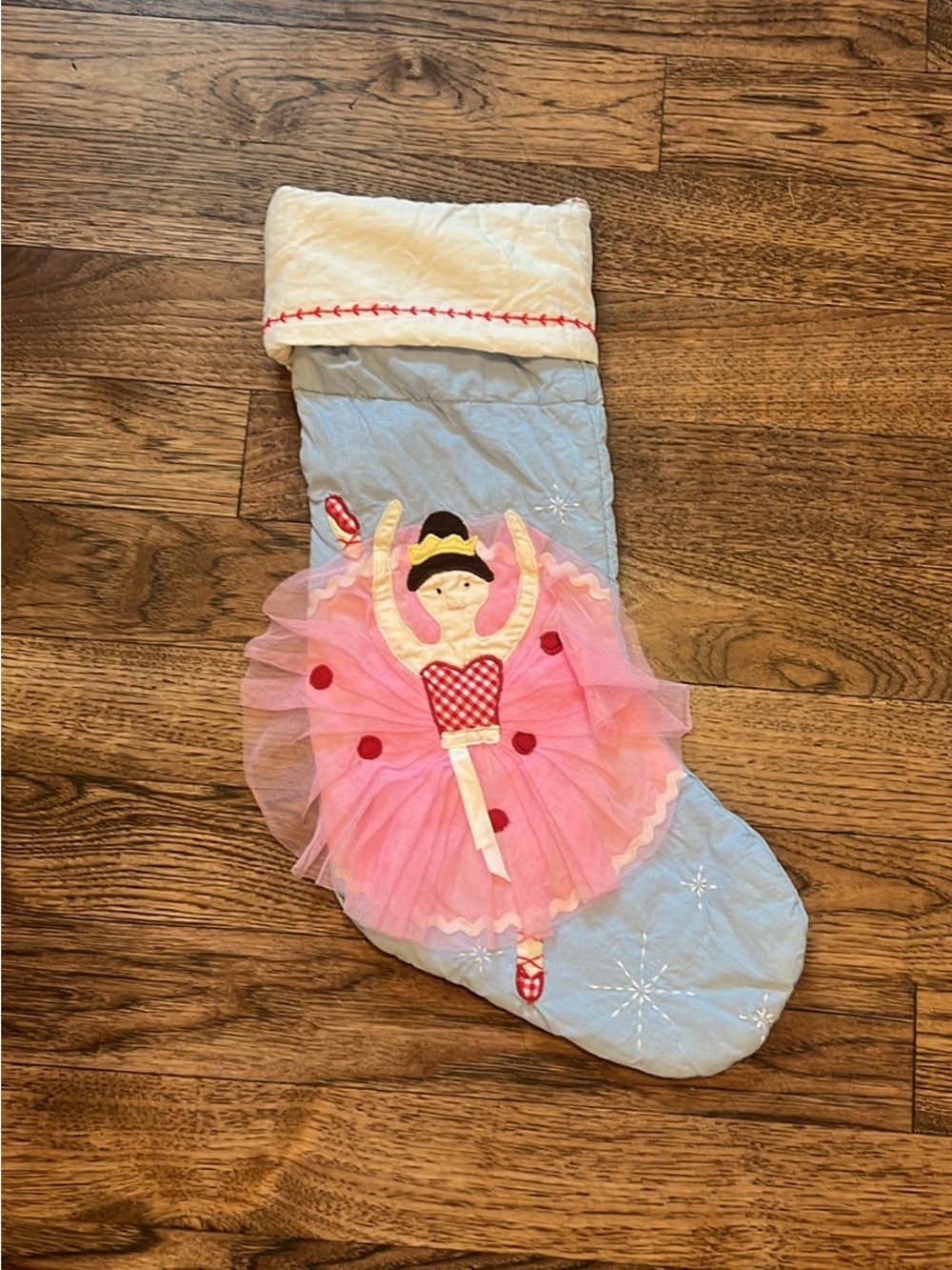 Pottery Barn Kids Ballerina Christmas Stocking Pink and Light Blue